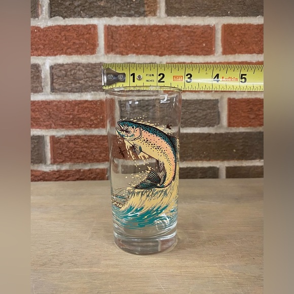 Libbey Glass Sportsman Outdoors Lake Fishing Hi Ball Glasses Tumblers Lot of 4 - Picture 4 of 8